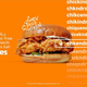 product shot of Popeyes chicken sandwich with various misspelled domain names